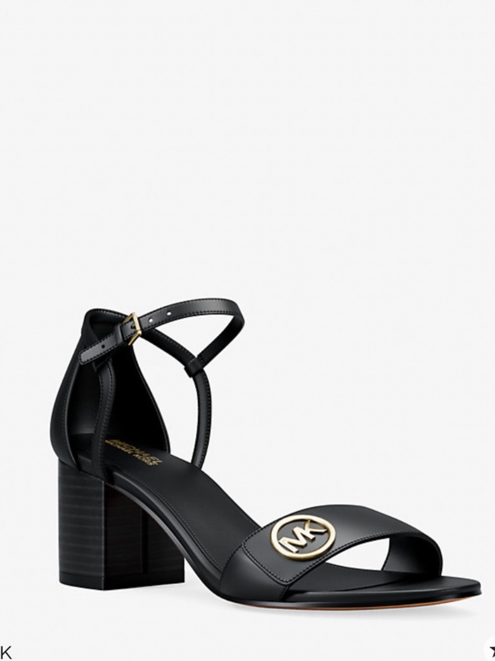 New Michael Kors Hannah Block Heel Black Sandal